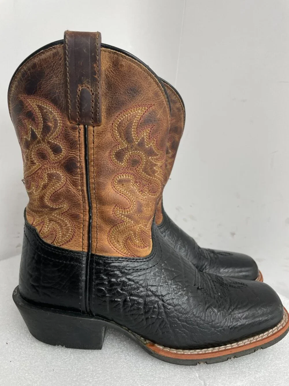 Dan Post Little River Brown Cowboy Boots Western Square Toe Kids Boys Size 1.5